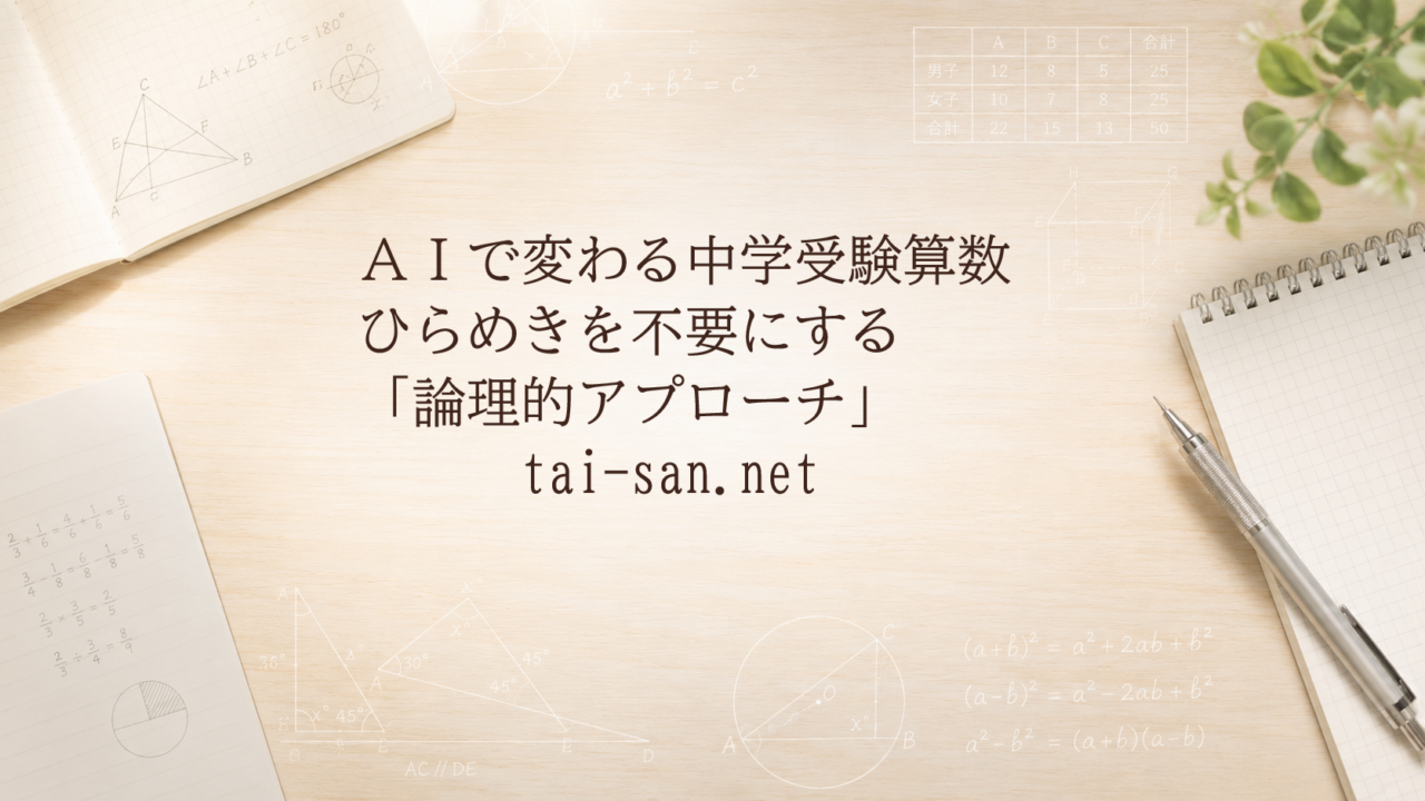 覚える算数から、書いたもので考える算数へ - 中学入試算数リスタート